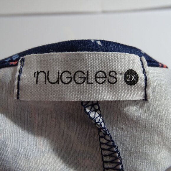 Nuggles Paisley Print Boho Maxi Dress Modest Navy Blue Women Size 2X 3/4 Sleeve - Picture 5 of 8